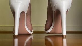 white heels toe tap tease
