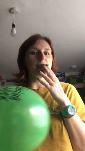 Playing with a Balloon and Bursting It Against My Boobs