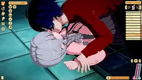 Fucking anime girl in a cellar, beautiful blowjobs