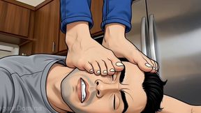 Barefoot Face Trampling and Stomping – Continuous Pressure