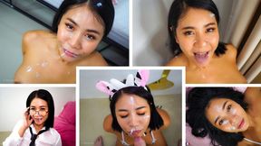 Thai EXPERIENCED ONE sucks white cock and gets a facial