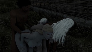 Skyrim B and L mod - Going out and fucking a hot goth Vampire and having an orgy