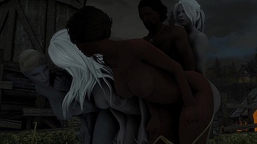 Skyrim B and L mod - Going out and fucking a hot goth Vampire and having an orgy