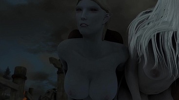 Skyrim B and L mod - Going out and fucking a hot goth Vampire and having an orgy