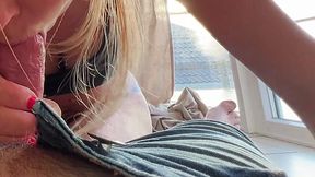 Blonde teen farts in her boyfriend's nose while he's licking her pussy and anal