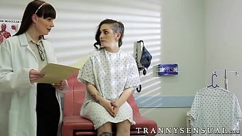 Stunning ts doctor Natalie Mars cock examines her patient