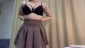 Striptease and Fingering Your Self. Bouncing Tits Hard