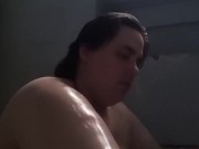Bbw in the tub washing herself shiny skin