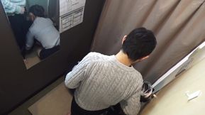 I asked a beautiful MILF sales clerk in the fitting rooms to help me hem my pants.