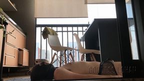 Furniture Slave Eating Food Chewed by his Goddess