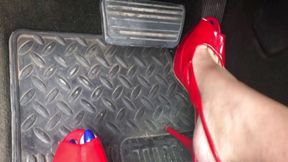 MILF Megan's pedal pumping in sexy red high heels