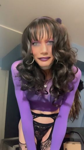 Transparent Purple Top with Purple Stockings