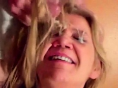 Facial cum , Hair masturbation on Mature