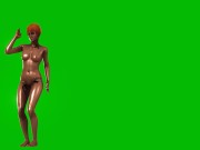 Naked girl hot Pole dance green screen animation cartoon 02