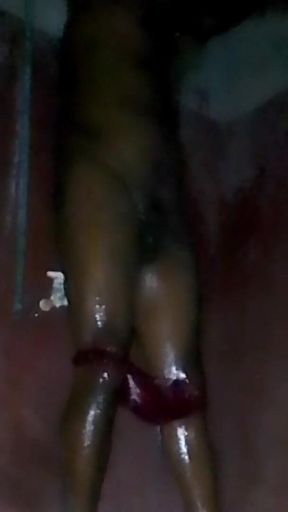 While Having Fun with Soap in Red Panty