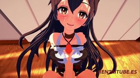 Genshim Impact Hentai - Amber Handjob, Blowjob, Boobjob and fucked with cum in her mouth and pussy FULL