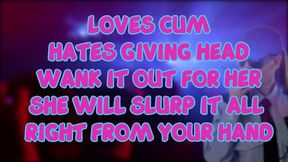 the female security guard at the club loves eating cum but you must wank it out for her