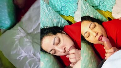 BBW Latina MILF optic blowjobs as mom and stepmom share the bed with stepson