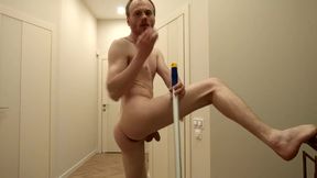 Anal Slut Self-fucked By Mop In A Private House. Moscow Faggot Lanatuls Mop Fucked Hard