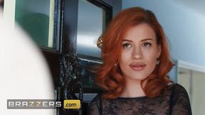 Redhead Mia Stone gets double-teamed in a 2-on-1 threesome