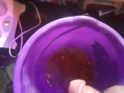 pissing wearing metal cock ring, under armor briefs