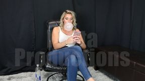 Cherry Morgan Blowing Bubbles in White Tank Top
