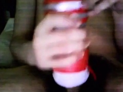 Bi 18 yr old stroking his virgin cock with my new Tenga cup.