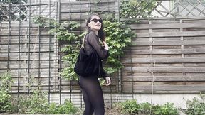 outdoor walk with see-through clothes and anal masturbation