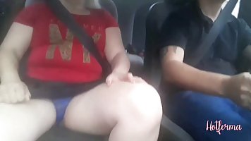 Chubby MILF getting ready in the Taxi