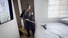 It Turns Me on to See My Employee Vacuuming the House and That&#039;s Why I End up Doing Scissors with Her and Eating Her Cone.