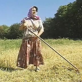 Two Farmers and One Horny Babe Bang Their Fuck Holes on the Field