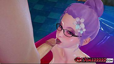 Hot Anime Girl Tsukiyama In The Pool Gives Two-Handed Handjob In Water, Frenulum Licking Fetish On Big Dick &amp_ Deepthroat Until Thick Cumshot &ndash_ Uncensored 3D Hentai