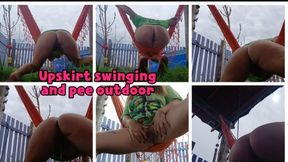 UPSKIRT AND SWINGING WITH PEE OUTDOOR