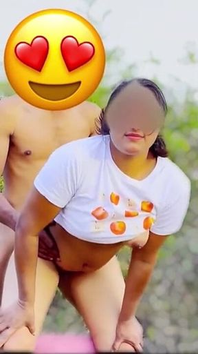 Desi village girl is having sex with neighbor in the jungle, full Hindi audio