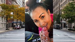 Busty Asian EXPERIENCED ONE slut gives amazing POV blowjob in car
