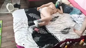 Amateur wife blows me one until I  Sensual massage of a hot couple with oil on the body  Foreplay in the bedroom with a