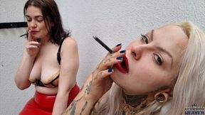 Double Smoking Domination ! featuring Mistress Lousie Marcada and Madam Fermans