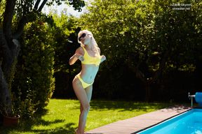 Yellow swimsuit blonde perfection Zazie Skymm