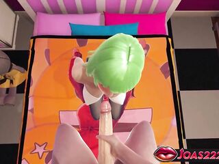 Animation of Ameria in Pink Costume - Tongue Lick Biggest Dong, Tugjob Service Wank, and Free Hand Oral-sex Facial In Chick Choose two
