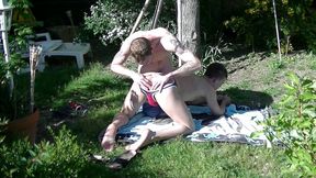 Slut Brandon fucked bareback in exhib outdoor by Guillauem Wayne