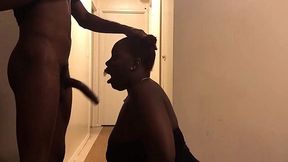 Thick ebony MILF deepthroats my big black cock POV!