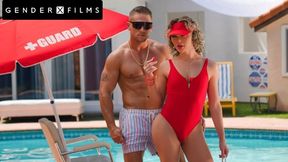 Supah-super-steamy Trans Lifeguard Oudoor Shag wt Muscle Hunk - Emma Rose - GenderXFilms