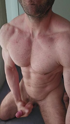 Tall muscular hung jock plays with uncut BWC