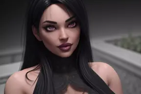 Dark Goth Babe in Sultry Slideshow Teases with Curvy Body