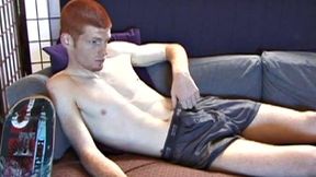 When young amateur Tristian gets naked his rock hard cock pops out and he starts stroking it. He gives his stiff meat a good workout, and then pumps out a cum load onto his face.