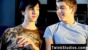 Gay guys Levon and Aidan enjoy eyeing gay porn movies to compare