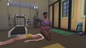 BBW BLACK DOMINATION — She Pins and Chokes Her Small White Geek With Her Thighs
