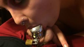 Hotvixenwifey Sucks Chastity Cage, Locked Blowjob Cuckold