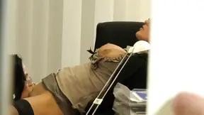 Naughty secretary uses dildo during interview