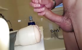 my lubed cock enjoying a fleshlight